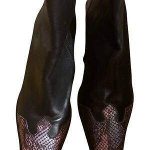 Vintage Black and Pink Snakeskin Boots by Bandolino-11
